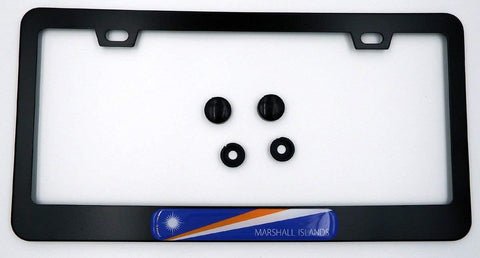 Marshal Islands Flag Metal Black Aluminium Car License Plate Frame Holder
