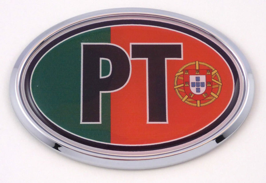 Portugal PT Portugese Car Chrome Emblem Bumper Sticker Flag Decal Oval