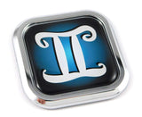 Gemini Zodiac Square Chrome rim Emblem Car 3D Decal Badge Bumper sticker 2"