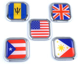 USA America Black White Flag Square Chrome Emblem Car 3D Decal Badge Bumper 2"