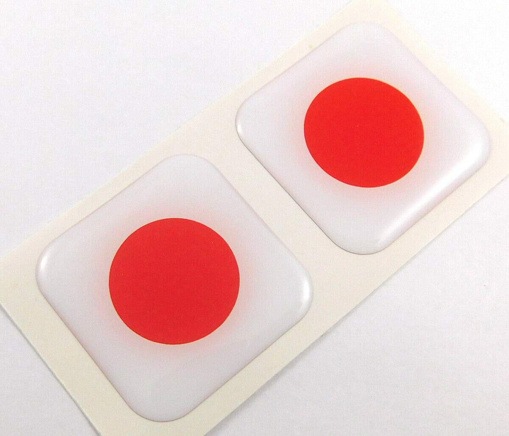 Japan Flag Square Domed Decal car Bike Gel Stickers 1.5" 2pc