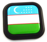 Uzbekistan Flag Square Black Emblem rim Car 3D Decal Badge Bumper sticker 2"
