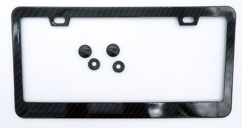 Black Carbon Fiber Look Metal Car License Plate Frame Holder Blank CBMLF1