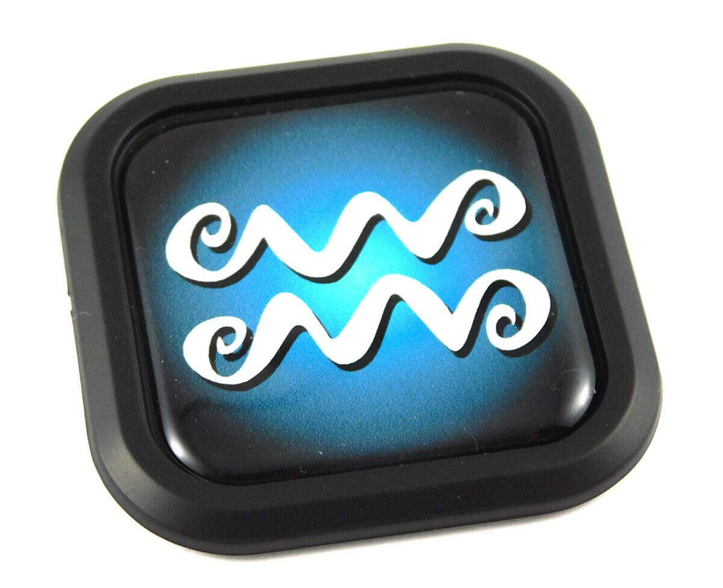 Aquarius Zodiac Square Black edge rim Emblem Car 3D Decal Badge Bumper 2"