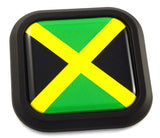 Jamaica Flag Square Black rim Emblem Car 3D Decal Badge Hood Bumper sticker 2"