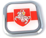 Belarus Flag Square Chrome rim Emblem Car 3D Decal Badge Bumper Hood sticker 2"