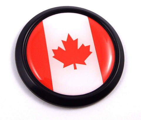 Canada Black Round Flag Car Decal Emblem Bumper 3D Sticker 1.85"