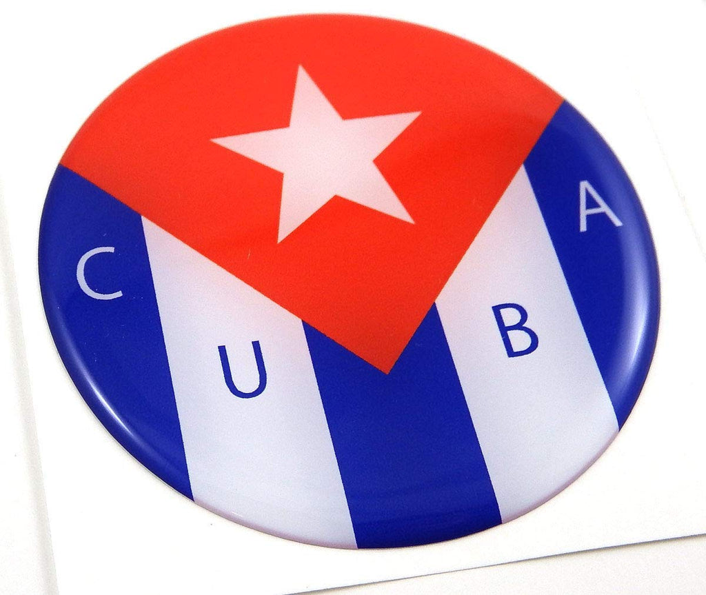 Cuba Cuban Flag Round Domed Decal Emblem Car Bike Sticker 2.44"
