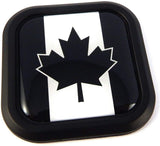 Canada Black & White Flag Square Black rim Emblem Car 3D Decal Badge Bumper 2"