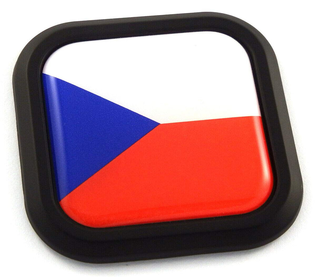 Czech Republic Flag Chrome Square Emblem Badge – 3D Decal Sticker (1.93")