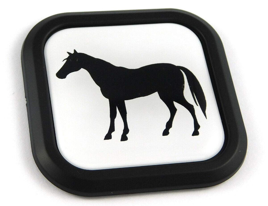 Horse Square Black rim Emblem Car 3D Decal Badge Bumper 2"