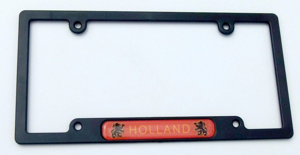 Holland Flag Black Plastic Car License Plate Frame Domed Decal Insert Netherland