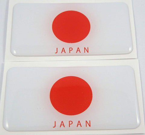 Japan Japanese Flag Domed Decal 3D Sticker Emblem 2.6" Set of 2 Decals