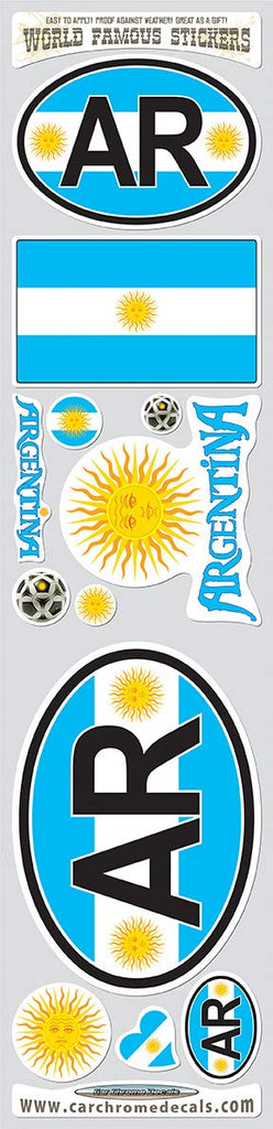 Argentina 12 Stickers Set Flag Decal Bumper stiker car Bike Laptop