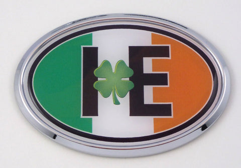 Ireland IE Irish Flag Car Chrome Emblem Bumper Sticker Flag Decal Oval
