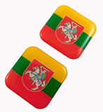 Lithuania Flag Square Domed Decal car Bike Gel Stickers 1.5" 2pc