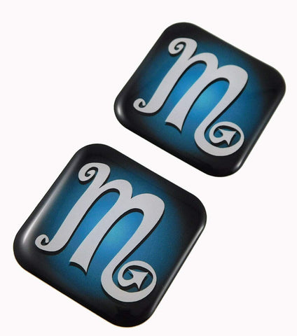 Scorpio Zodiac, Square Domed Decal Emblem car Biker Gel Stickers 1.5" 2pc.