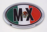 Mexico MX Mexican Flag Car Chrome Emblem Bumper Sticker Flag Decal Oval