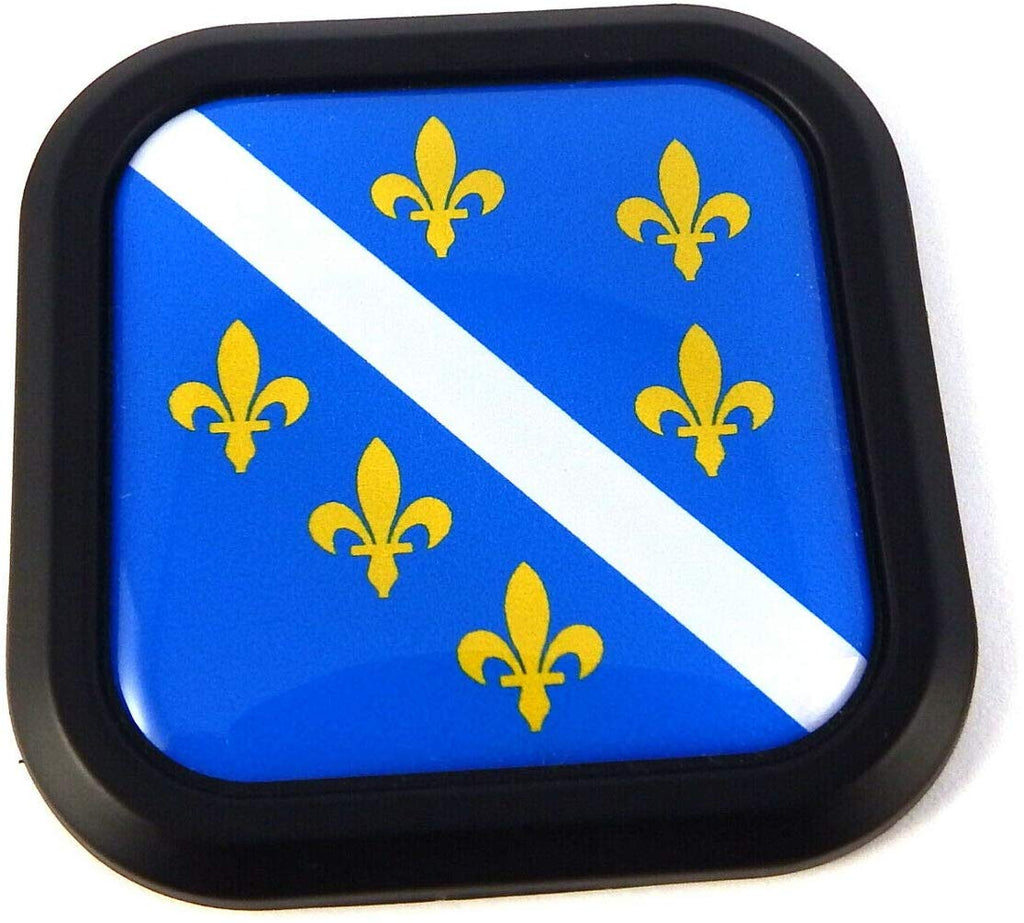 Bosnia Old Style Flag Square Black rim Emblem Car 3D Decal Badge Bumper 2"