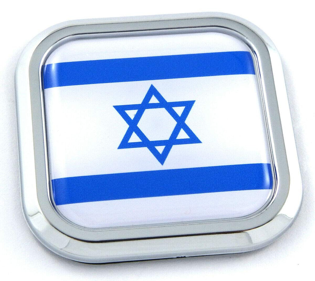 Israel Flag Square Chrome rim Emblem Car 3D Decal Badge Hood Bumper sticker 2"