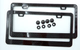 2 Black Carbon Fiber Look Metal Car License Plate Frames Holder Blank CBMLF2