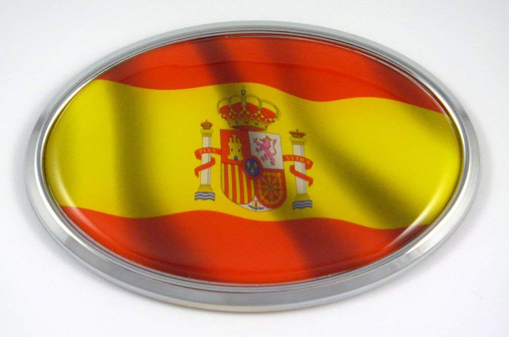 Spain Oval Car Chrome Emblem Spanish Decal Bumper Sticker Self Adhesive