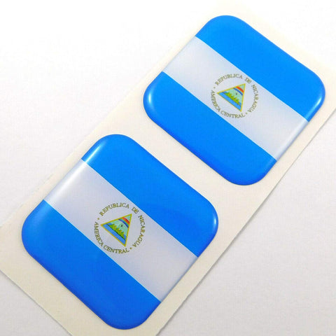 Nicaragua Flag Square Domed Decal car Bike Gel Stickers 1.5" 2pc