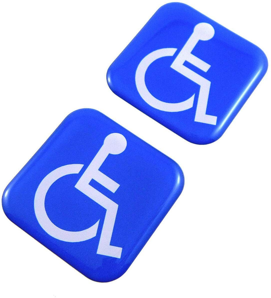 Handicap Square Domed Decal car Bike Gel Stickers 1.5" 2pc