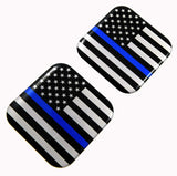 USA Police American Flag Square Domed Decal car Bike Gel Stickers 1.5" 2pc
