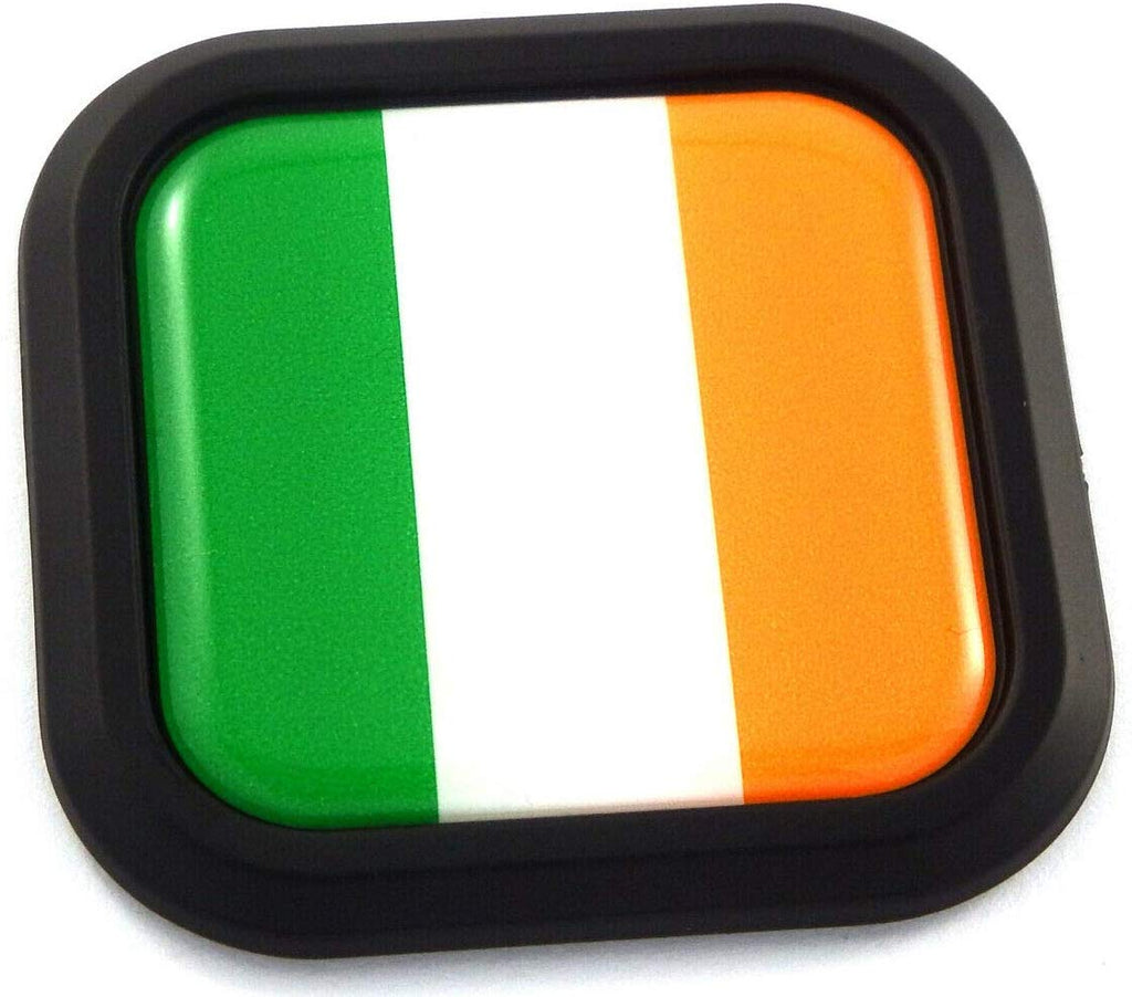 Ireland Flag Square Black rim Emblem Car 3D Decal Badge Hood Bumper sticker 2"