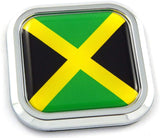 Jamaica Flag Square Chrome rim Emblem Car 3D Decal Badge Hood Bumper sticker 2"