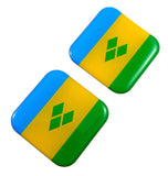 St Saint Vincent Flag Square Domed Decal car Bike Gel Stickers 1.5" 2pc