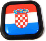 Croatia Flag Square Black rim Emblem Car 3D Decal Badge Hood Bumper sticker 2"
