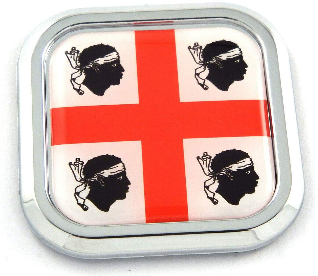 Sardinia Flag Square Chrome rim Emblem Car 3D Decal Badge Hood Bumper sticker 2"