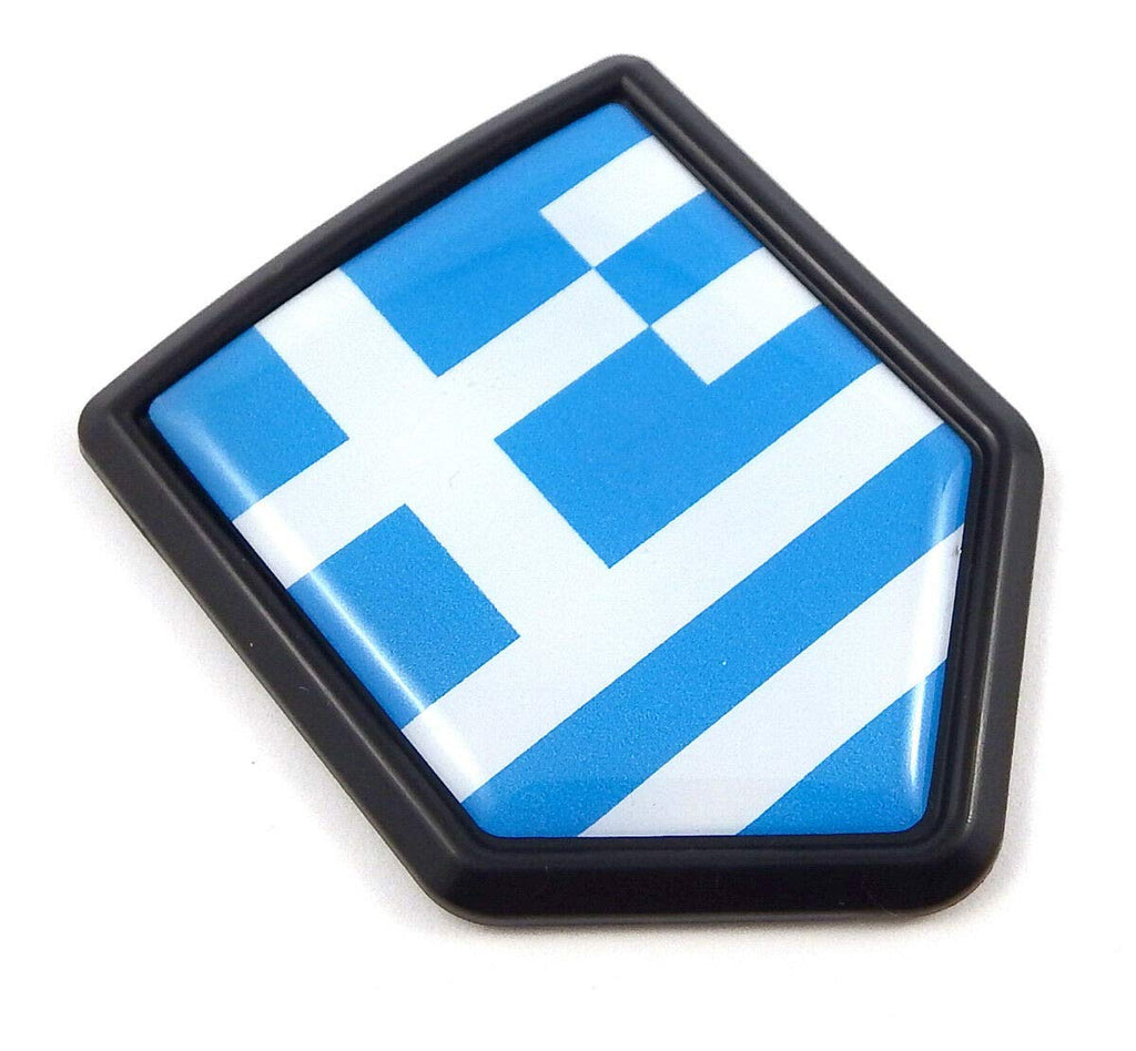 Greece Greek Flag Black Shield Car Bike Decal Crest Emblem Badge