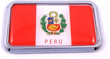 Peru Peruvian Flag rectanguglar Chrome Emblem 3D Car Decal Sticker 3" x 1.75"