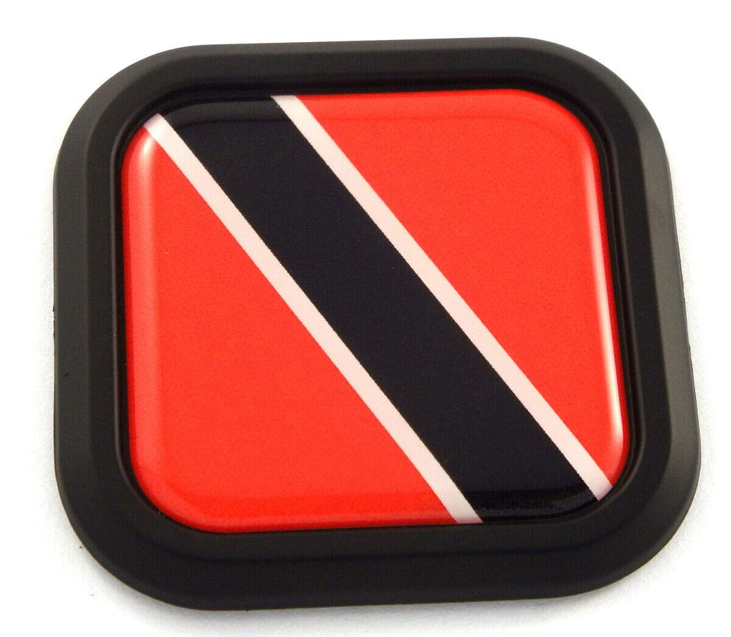 Trinidad Flag Square Black rim Emblem Car 3D Decal Badge Hood Bumper sticker 2"