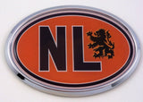 Holland HL Netherlands Flag Car Chrome Emblem Bumper Sticker Flag Decal Oval