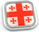 Georgia Flag Square Chrome rim Emblem Car 3D Decal Badge Hood Bumper sticker 2"