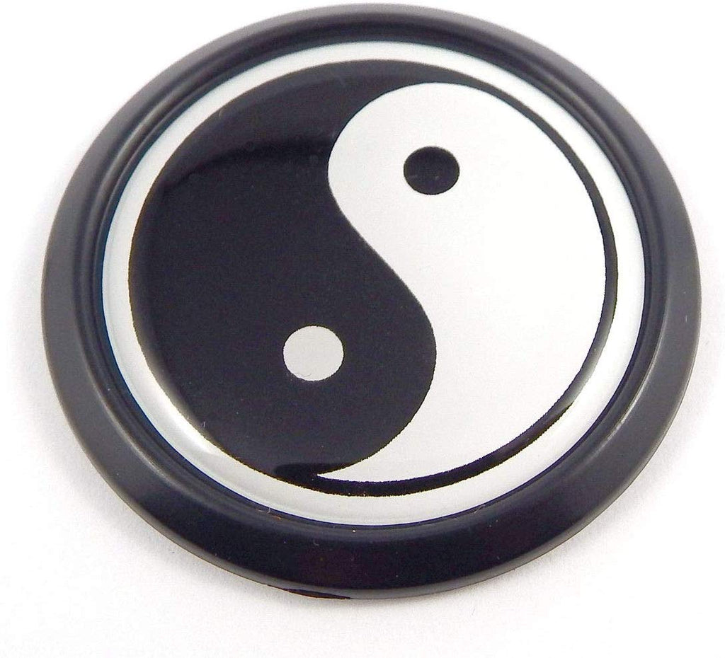 Yin Yang Black Round Flag Car Decal Emblem Bumper 3D Sticker Badge 1.85"