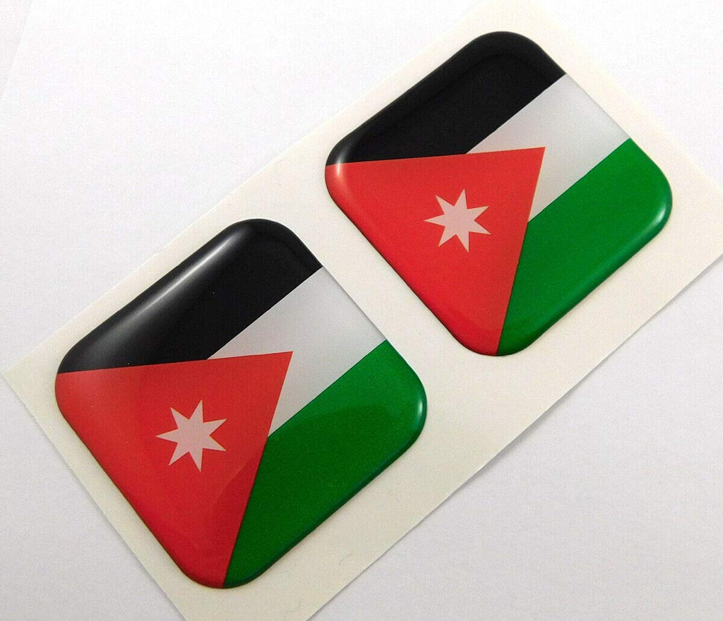 Jordan Flag Square Domed Decal car Bike Gel Stickers 1.5" 2pc