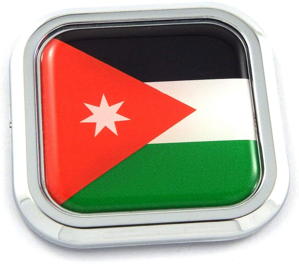 Jordan Flag Square Chrome rim Emblem Car 3D Decal Badge Hood Bumper sticker 2"
