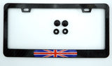 Great Britain British Flag Black Carbon Fiber Look Metal Car License Plate Frame