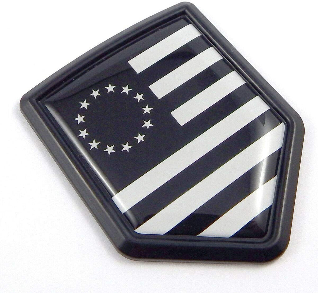 USA Black Betsy Ross American Flag Black Shield Emblem Car Bike Decal Crest
