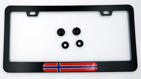 Norway Norwegian Flag Metal Black Aluminium Car License Plate Frame Holder