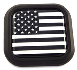 USA America Black White Flag Square Black Emblem Car 3D Decal Badge Bumper 2"
