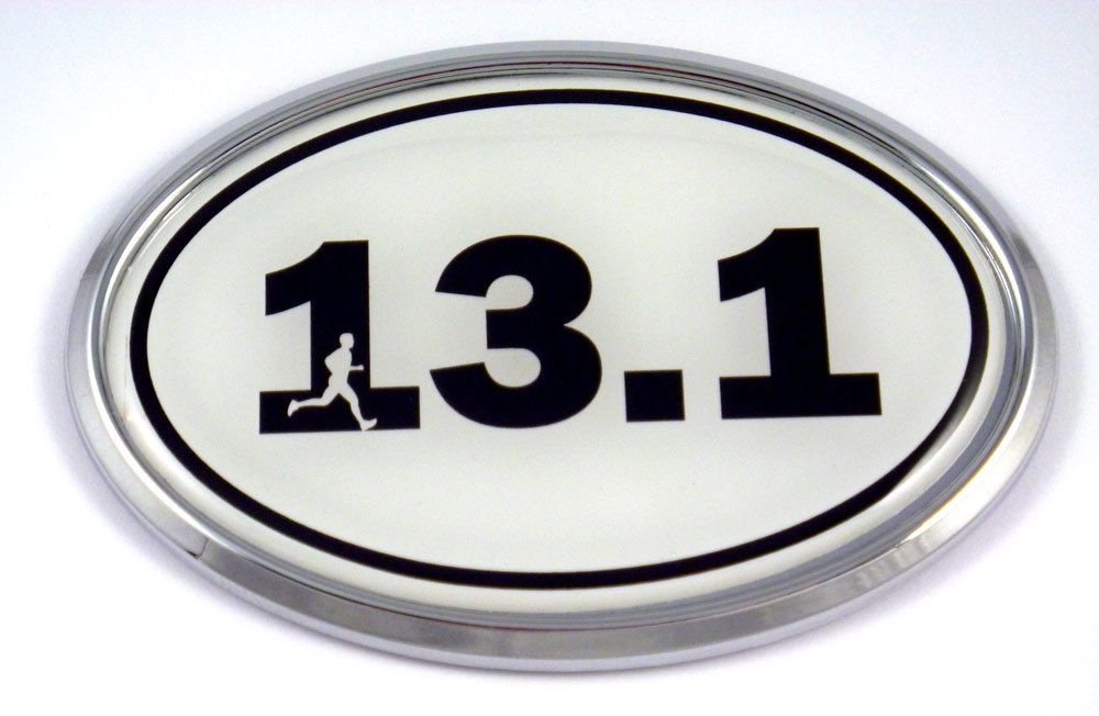 13.1 Half Marathon Runner Emblem Chrome Decal with Dome Sticker Medallion Sport