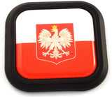Poland Flag Square Black rim Emblem Car 3D Decal Badge Hood Bumper sticker 2"