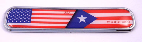 USA/Puerto Rico Flag Chrome Emblem 3D auto Decal Sticker car Bike Boat 5.3"