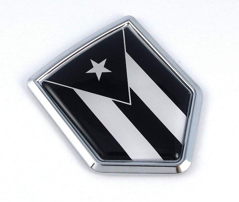 Puerto Rico Black Flag Chrome Car Emblem auto badge Decal Bumper 3D Sticker